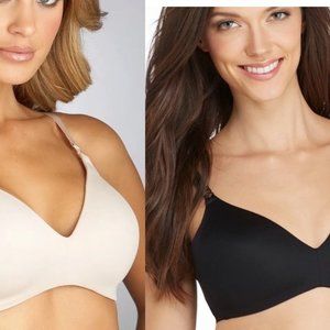 2 for 1 WARNER'S ELEMENTS OF BLISS WIRE-FREE T-SHIRT BRAS black & cream, sz 38 C